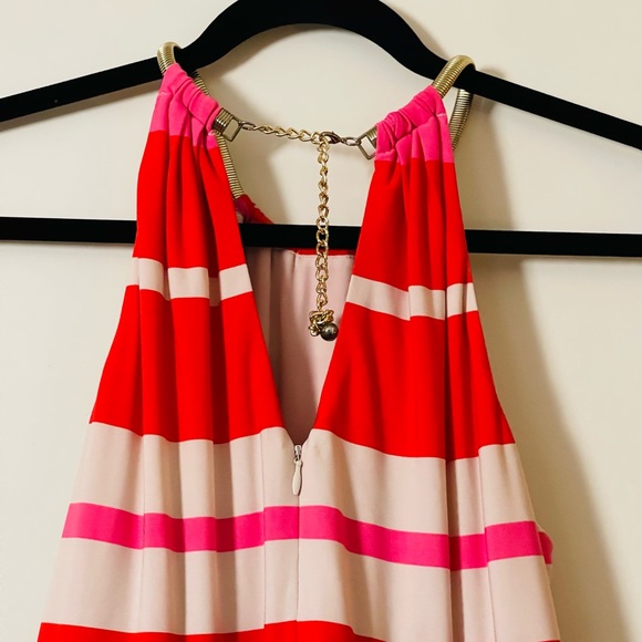 Eliza J striped jersey Maxi Dress with Gold Adjustable chain Collar - Picture 5 of 13